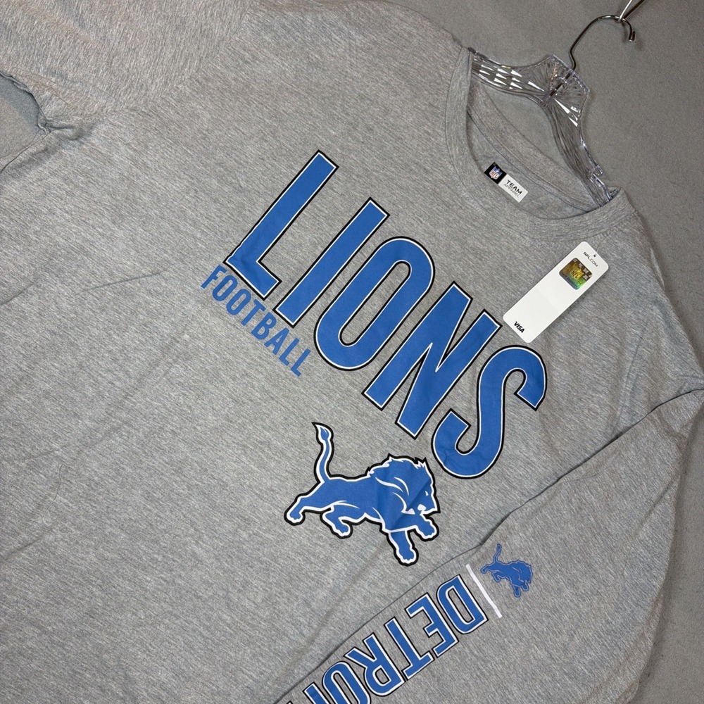 Detroit Lions NFL Team Apparel Long Sleeve Men's 3XL Shirt Logo Sleeve